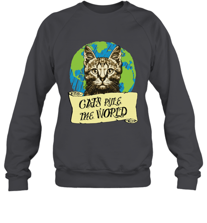 Cats Rule The World Kitten Shirt Sweatshirt Sweatshirt Dark Heather