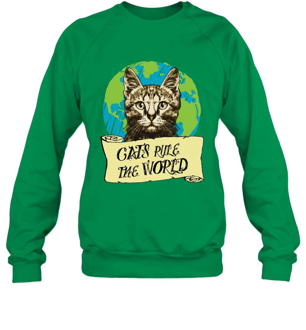 Cats Rule The World Kitten Shirt Sweatshirt Sweatshirt Irish Green