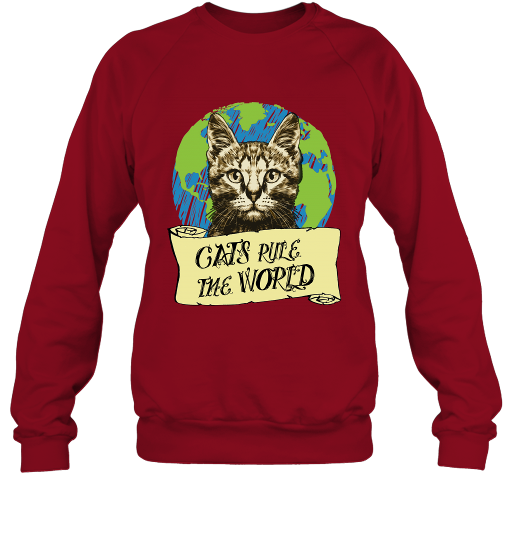 Cats Rule The World Kitten Shirt Sweatshirt Sweatshirt Cardinal Red