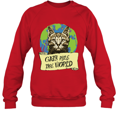 Cats Rule The World Kitten Shirt Sweatshirt Sweatshirt Red