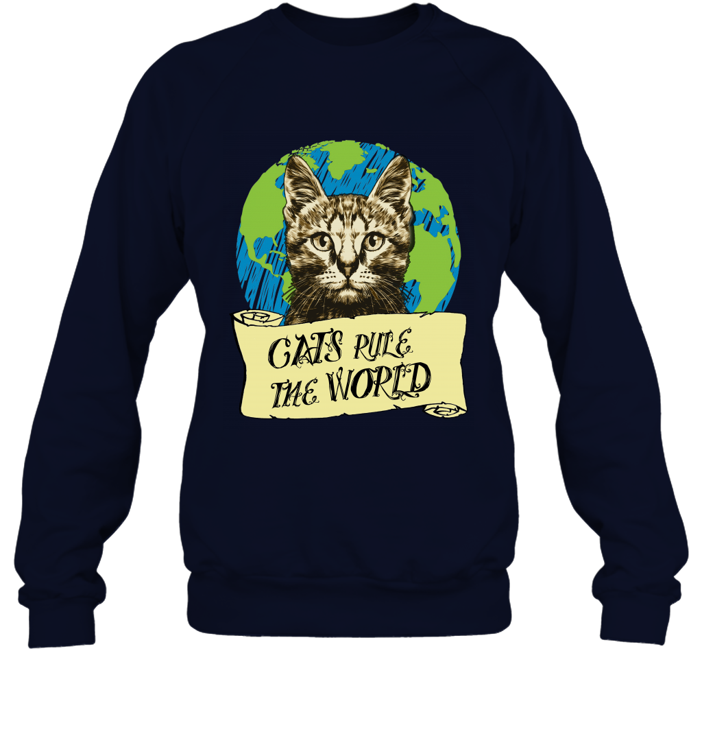 Cats Rule The World Kitten Shirt Sweatshirt Sweatshirt Navy