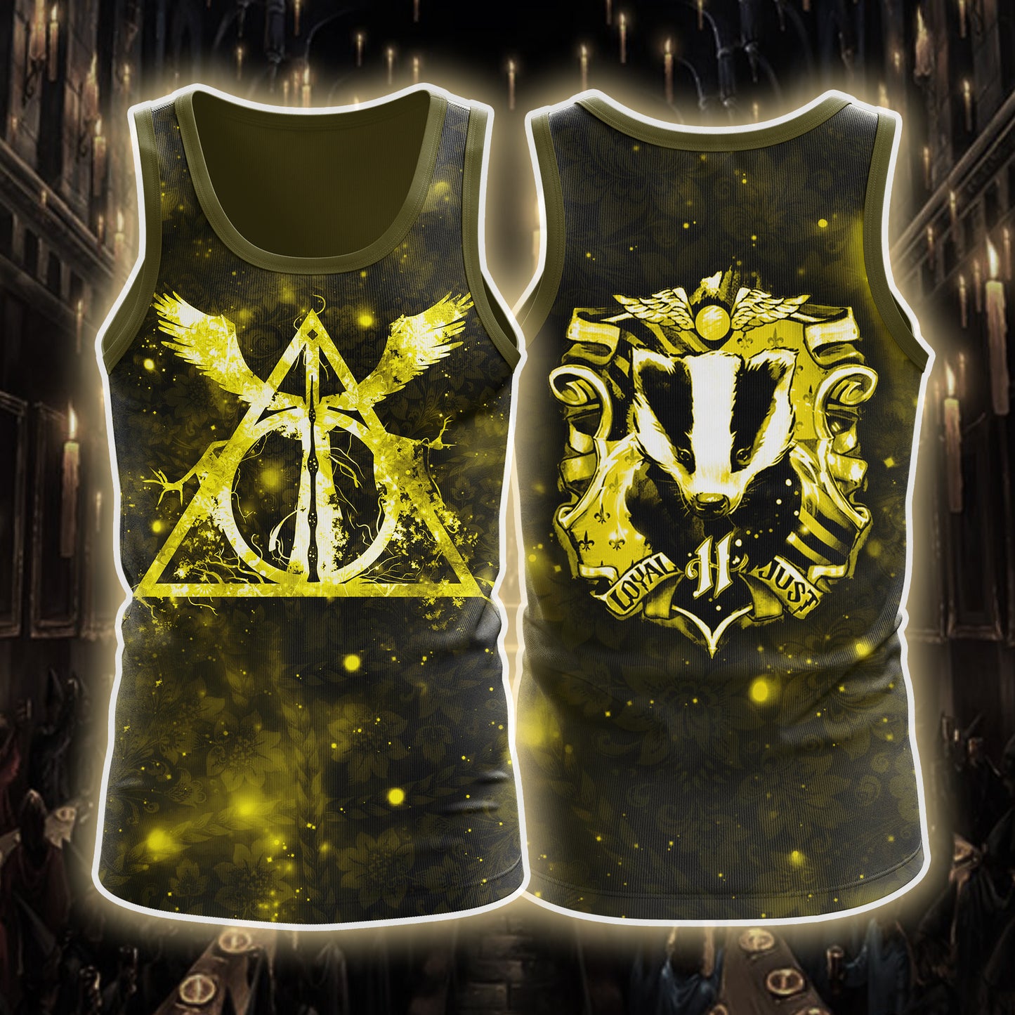The Hufflepuff Badger Harry Potter Version Galaxy 3D Tank Top