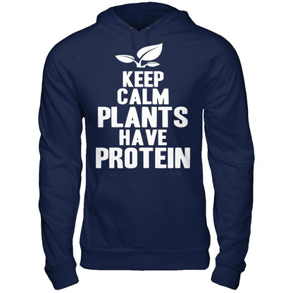 Keep Calm Plants Have Protein Gildan - Pullover Hoodie Navy
