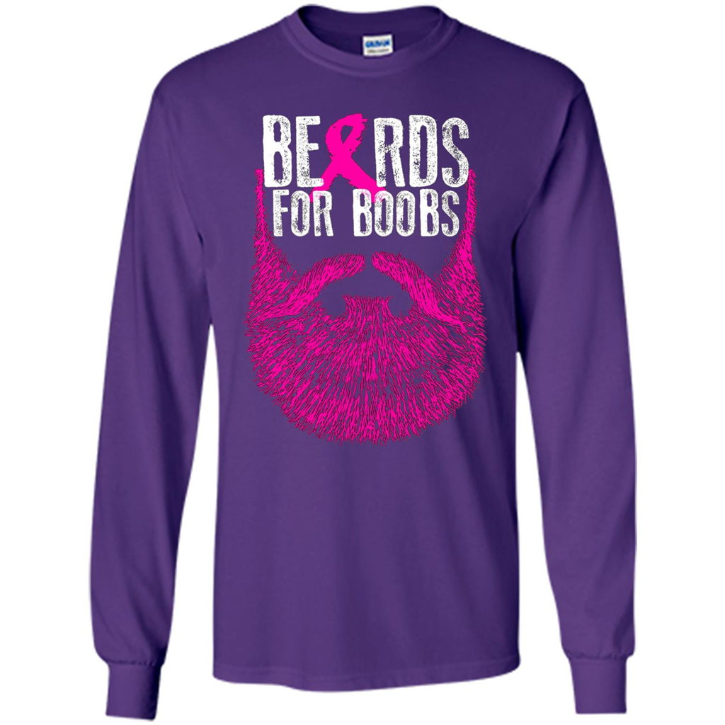 Beards For Boobs T-shirt Cancer Awareness T-shirt Purple