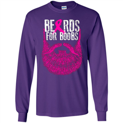 Beards For Boobs T-shirt Cancer Awareness T-shirt Purple