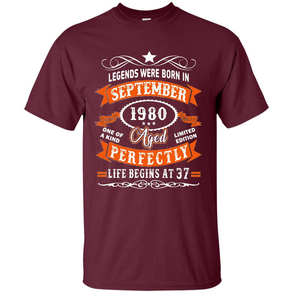 Legends Were Born In September 1980 T-shirt Birthday Gift T-shirt Maroon