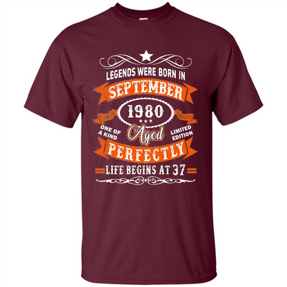 Legends Were Born In September 1980 T-shirt Birthday Gift T-shirt Maroon