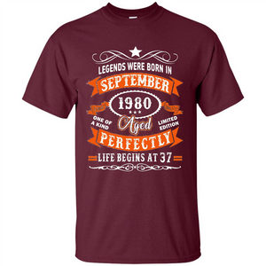 Legends Were Born In September 1980 T-shirt Birthday Gift T-shirt