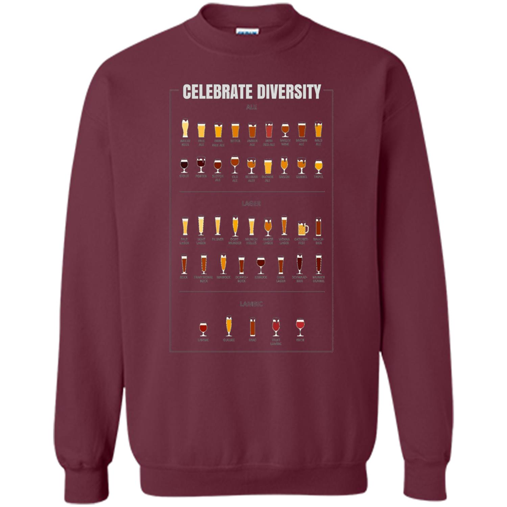 Celebrate Diversity Beer Glasses T-shirt Maroon