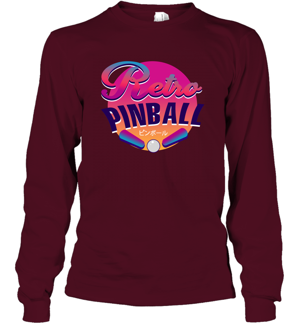 Retro Pinball Shirt Long Sleeve T-Shirt Long Sleeve T-Shirt Maroon