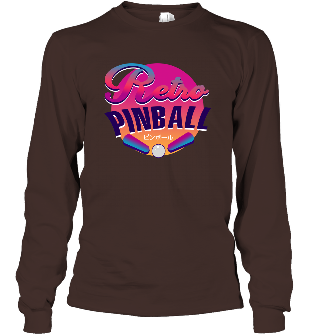Retro Pinball Shirt Long Sleeve T-Shirt Long Sleeve T-Shirt Dark Chocolate