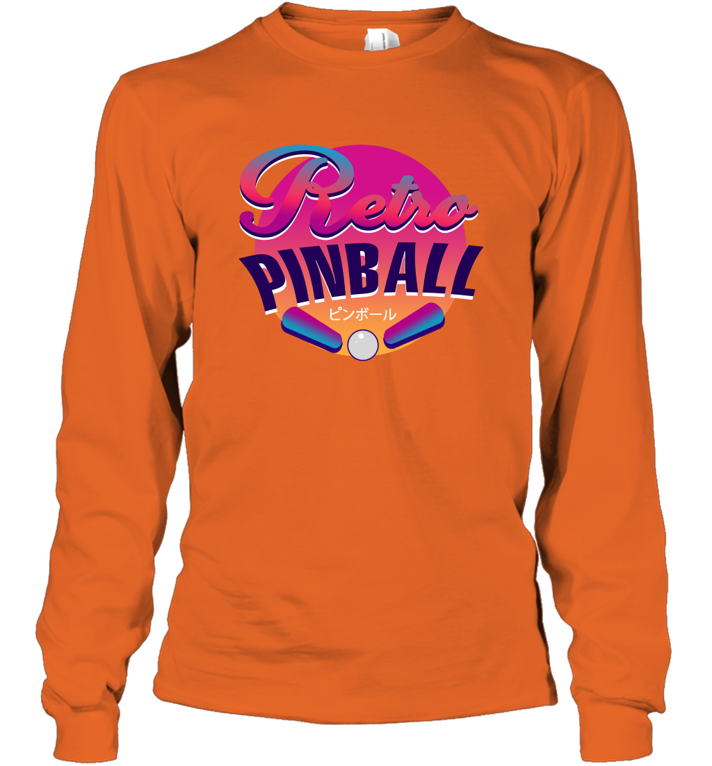 Retro Pinball Shirt Long Sleeve T-Shirt Long Sleeve T-Shirt Orange