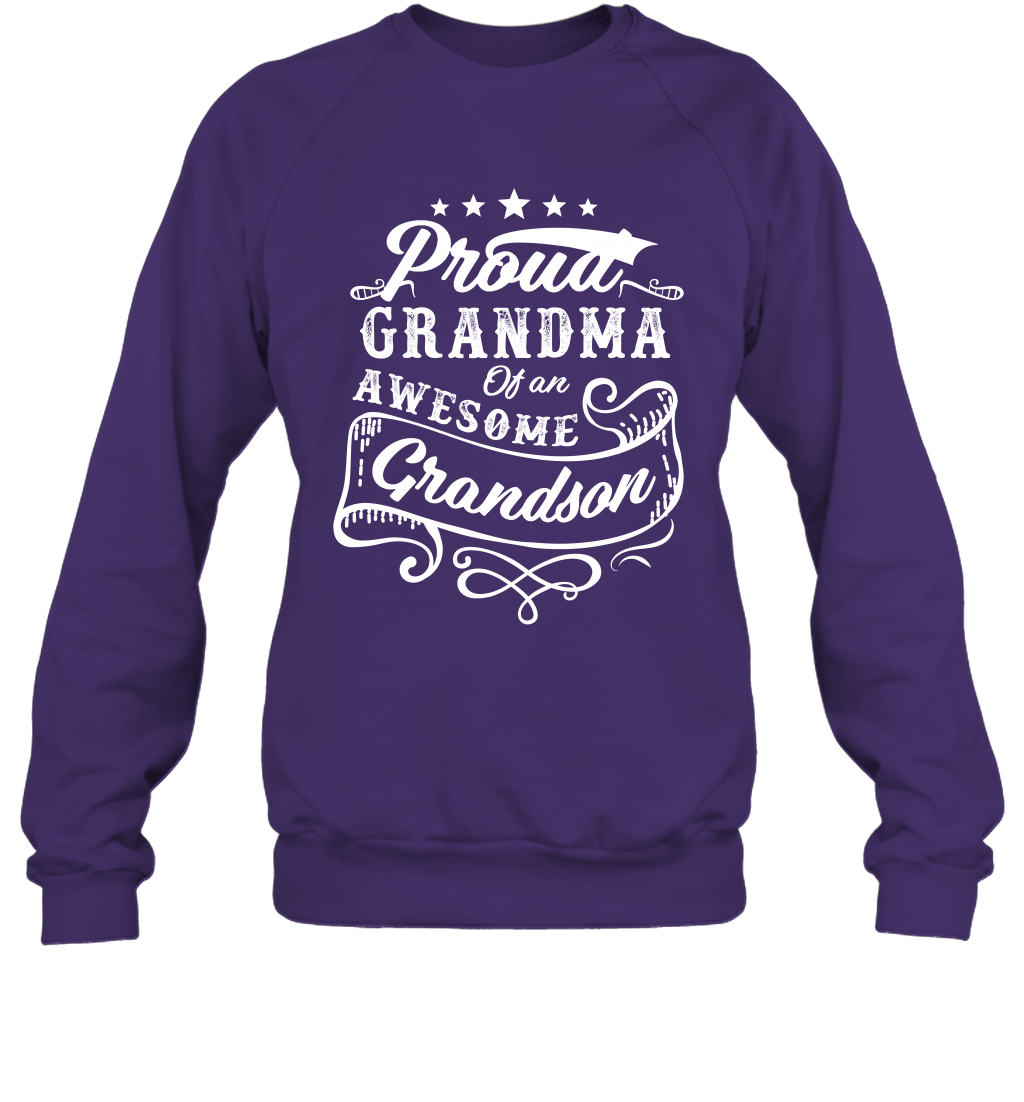 Proud Grandma Of An Awesome Grandson Shirt Sweatshirt Sweatshirt Purple