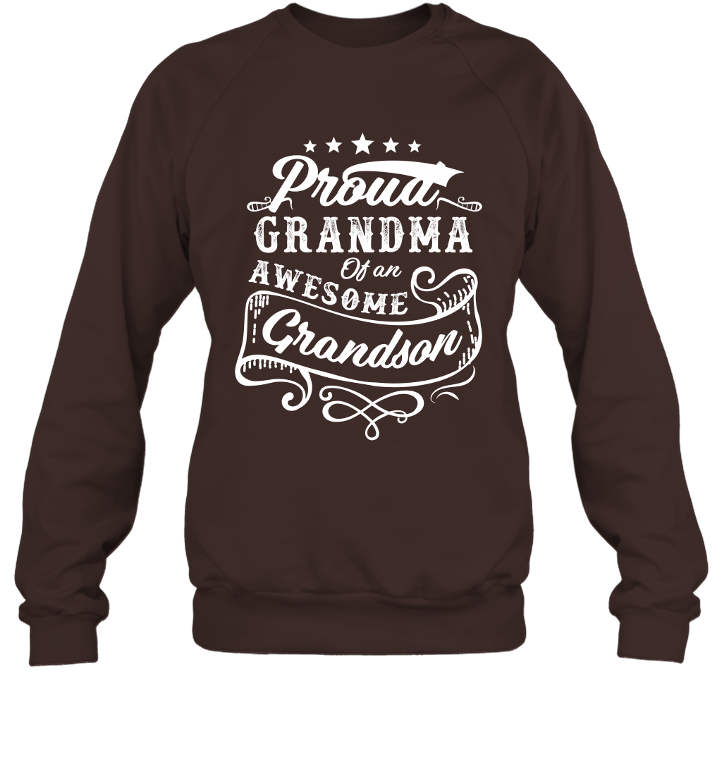 Proud Grandma Of An Awesome Grandson Shirt Sweatshirt Sweatshirt Dark Chocolate
