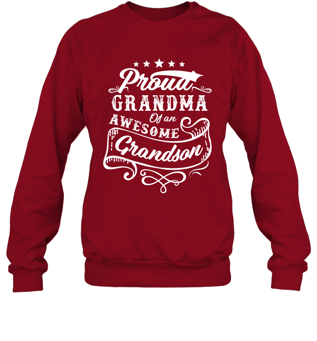 Proud Grandma Of An Awesome Grandson Shirt Sweatshirt Sweatshirt Cardinal Red