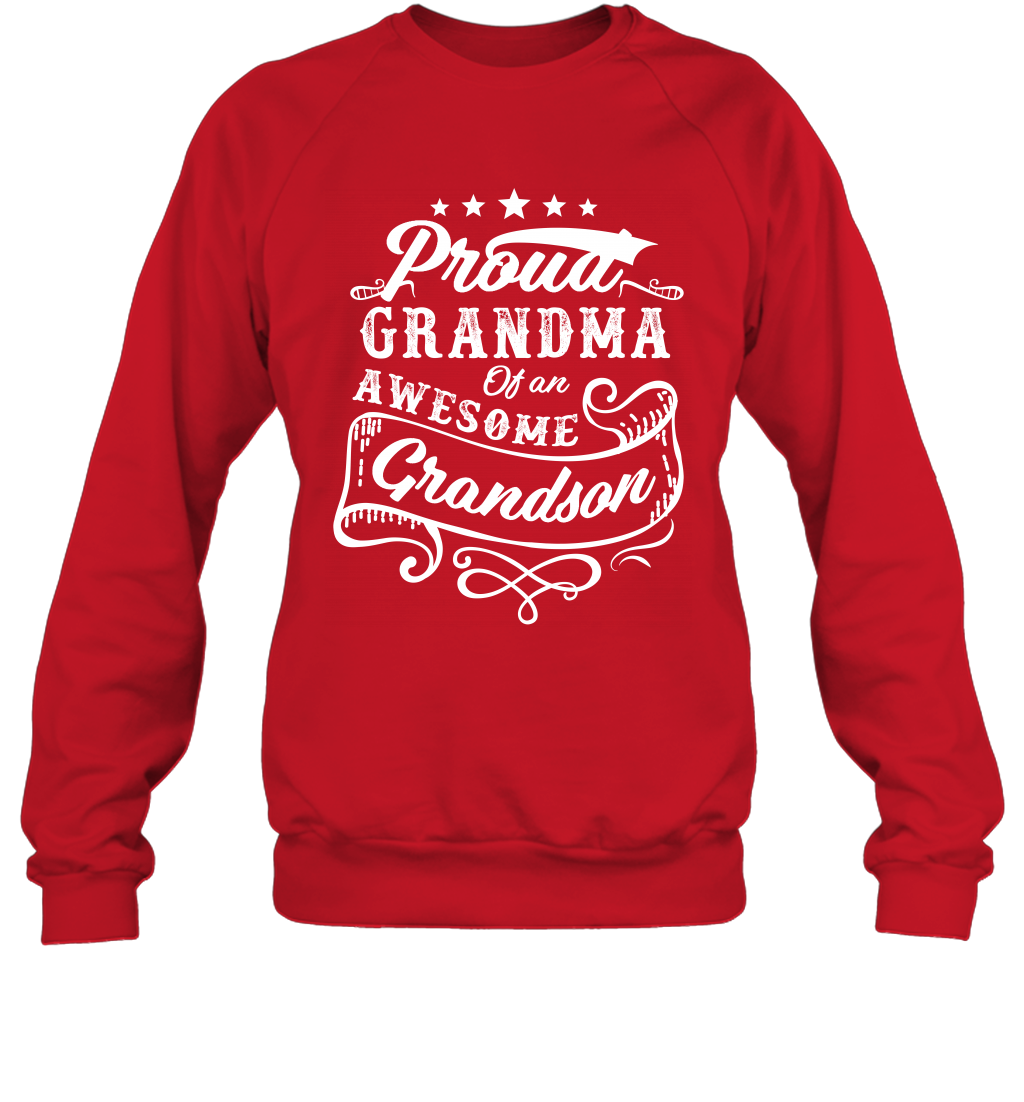 Proud Grandma Of An Awesome Grandson Shirt Sweatshirt Sweatshirt Red