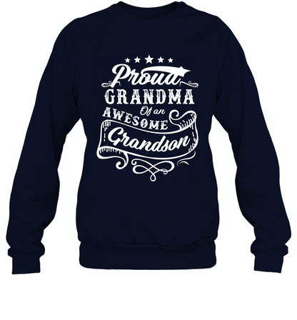 Proud Grandma Of An Awesome Grandson Shirt Sweatshirt Sweatshirt Navy
