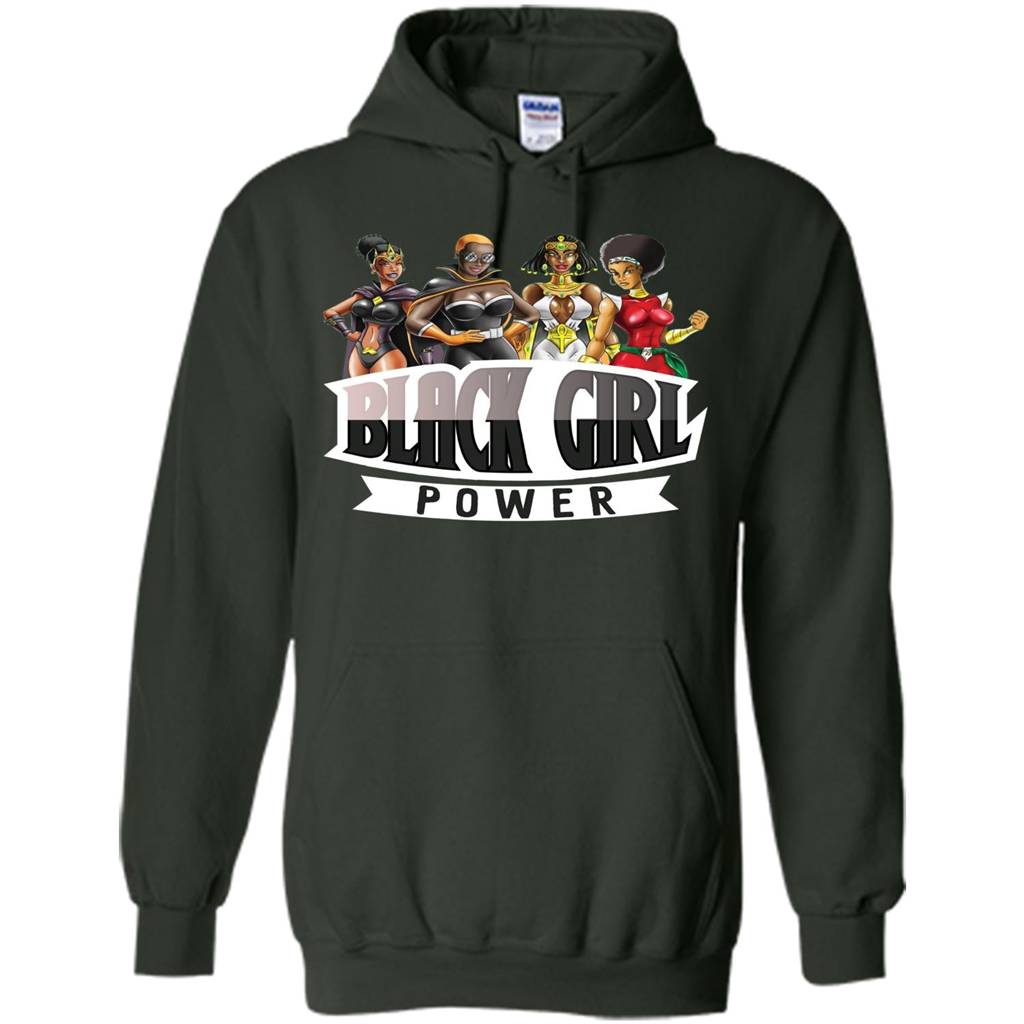Super Hero Black Girl Power T-Shirt Forest Green