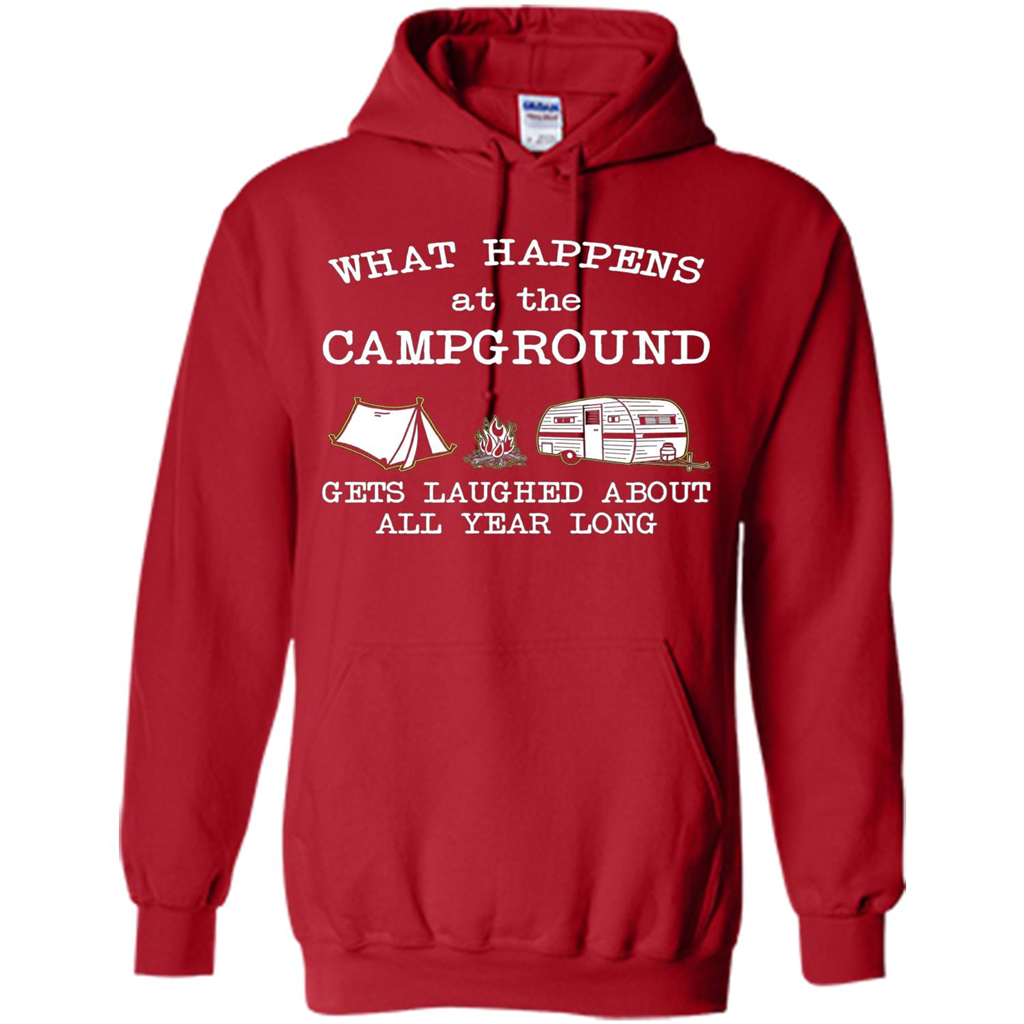 Camping T-shirt What Happens At The Campground Gets Laughed T-shirt Red