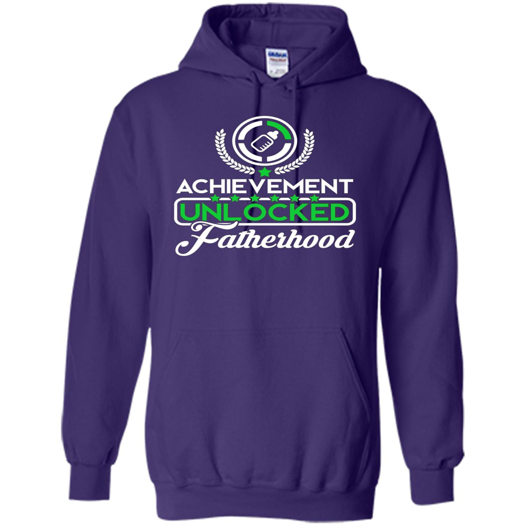 First Father's Day T-shirt Achievement Unlocked Fatherhood Purple