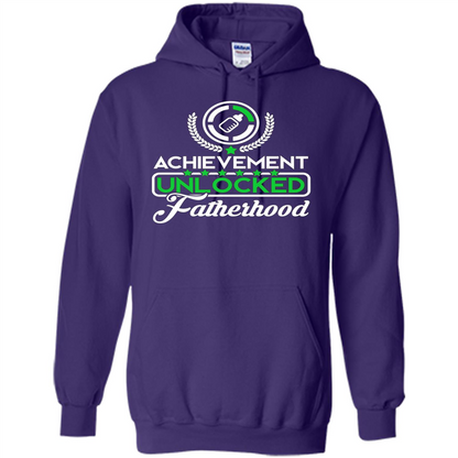 First Father's Day T-shirt Achievement Unlocked Fatherhood Purple
