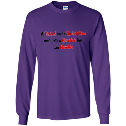 Dotard and Rocket Man T-shirt Walk Into A Covefefe Bar Purple