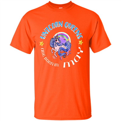 May Unicorn T-shirt Unicorn Queens Are Born May Orange