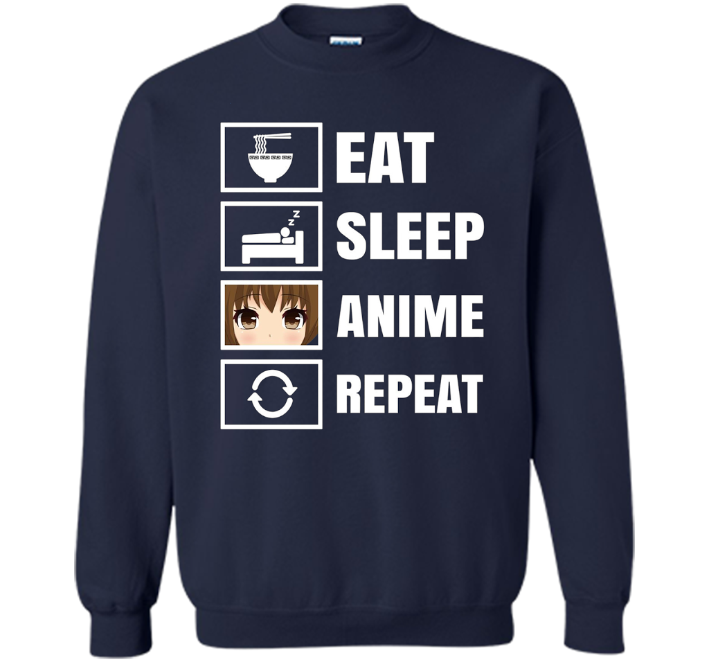 Eat Sleep Anime Repeart T-Shirt Funny Anime Geek cool shirt