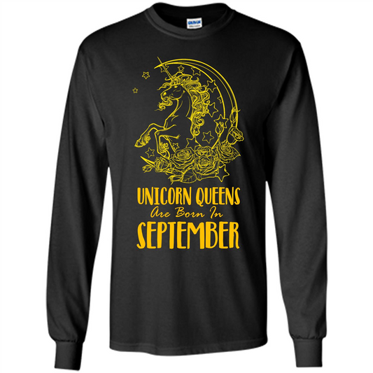 September Unicorn T-shirt Unicorn Queens Are Born In September Black