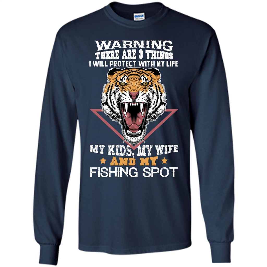 Fisherman T-shirt Warning There Are 3 Things I Will Protect With My Life Navy