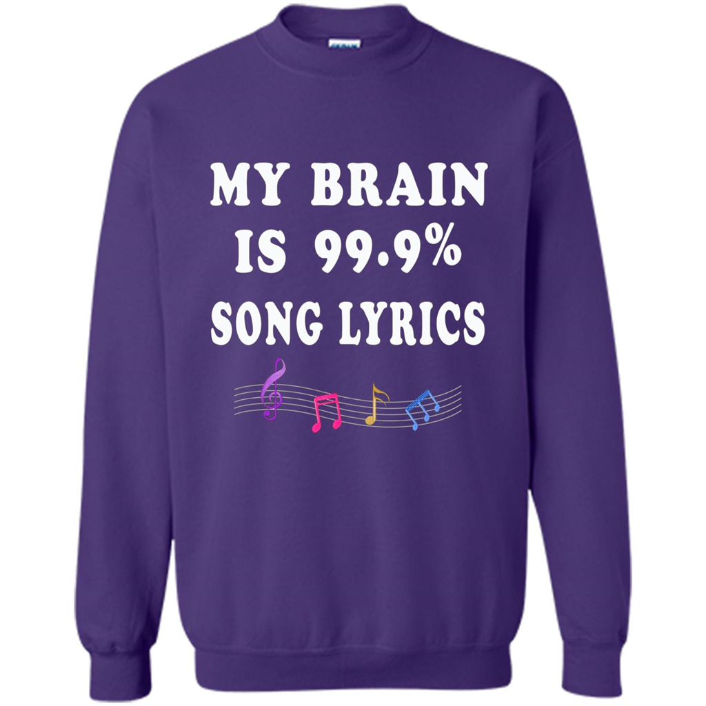 Music Lover T-shirt My Brain Is 99% Song Lyrics Purple