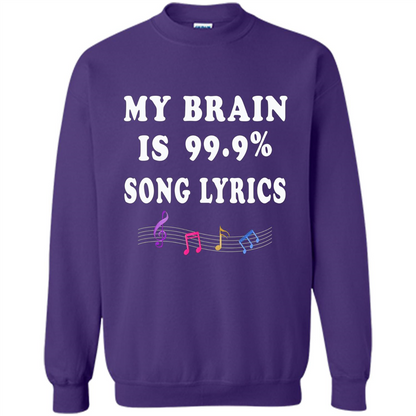 Music Lover T-shirt My Brain Is 99% Song Lyrics Purple