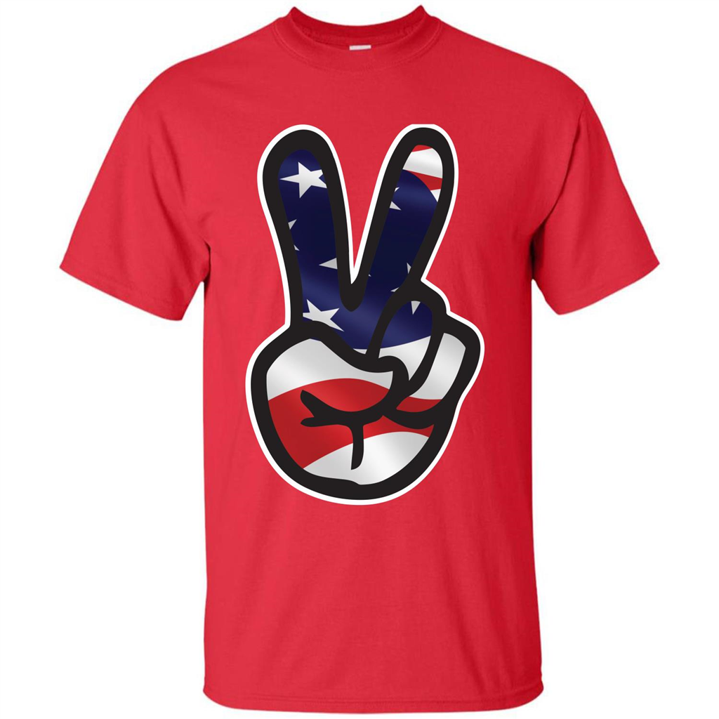 Amreican Flag Peace Guy T-shirt Red