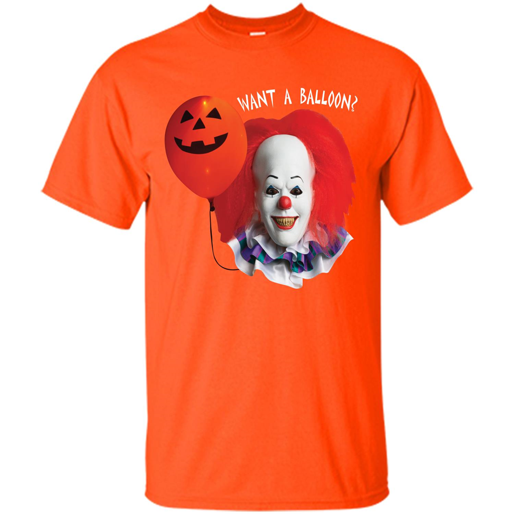 Halloween T-shirt Want A Balloon T-shirt Orange