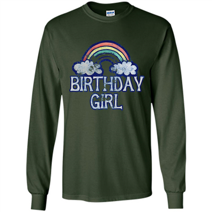 Birthday Girl Rainbow T-shirt Forest Green
