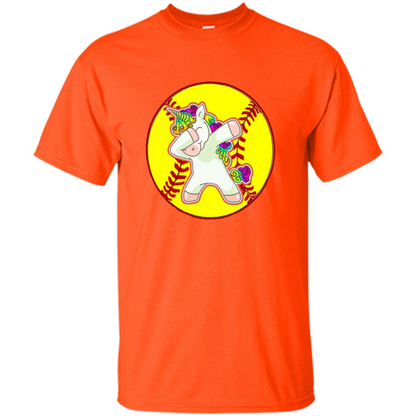 Unicorn Dabbing Softball T-shirt Orange