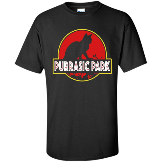 Funny Kitty Cat Graphic T-shirt Purrasic Park Cat T-Shirt Black