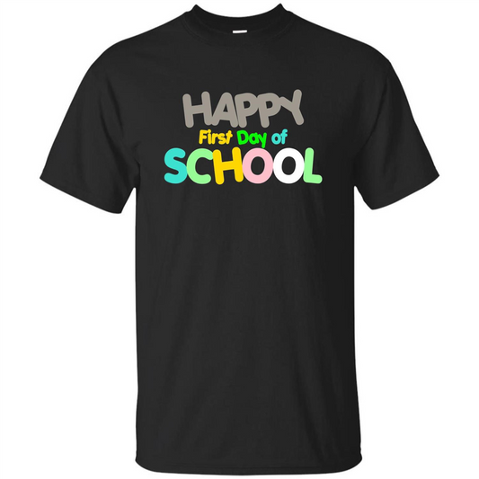 Happy First Day of School Colorful T-shirt Black