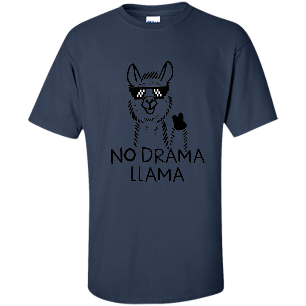 Funny No Drama Llama T-shirt Navy