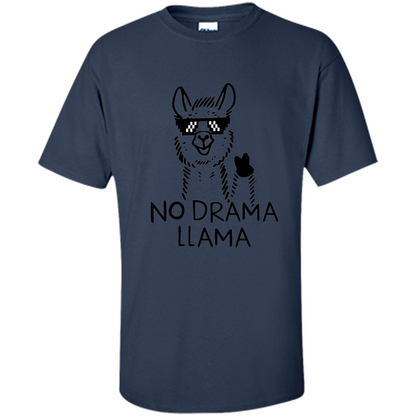 Funny No Drama Llama T-shirt Navy