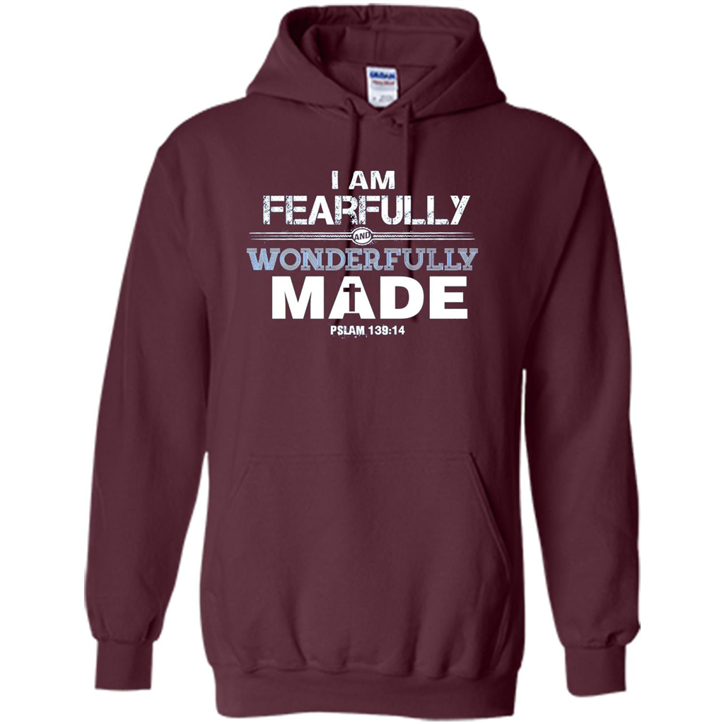 Christian T-shirt I Am Fearfully And Wonderfully Made Maroon