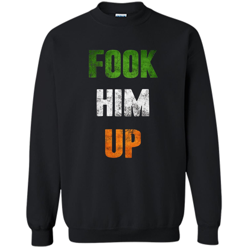 Funny Boxing T-shirt Fook Him Up Irish Boxing T-shirt Black