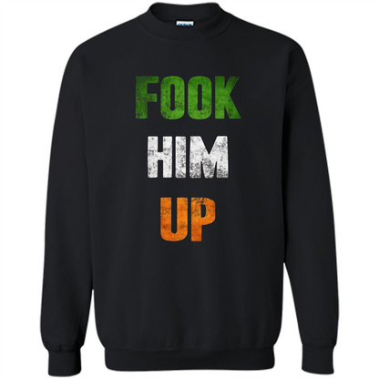 Funny Boxing T-shirt Fook Him Up Irish Boxing T-shirt Black