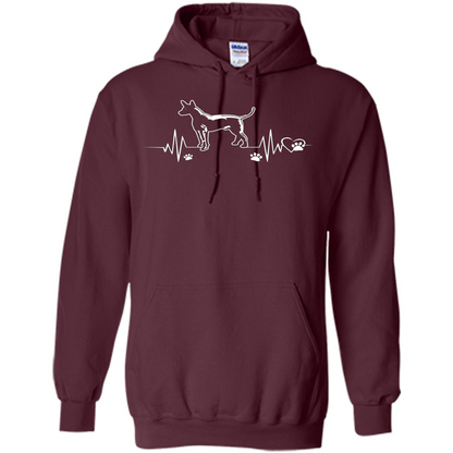 Heartbeat Mexican Hairless Dog T-shirt Heartbeat Paw Dogs Maroon