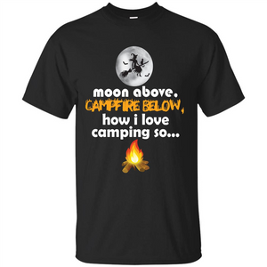 Halloween T-shirt Moon Above Campfire Below T-shirt