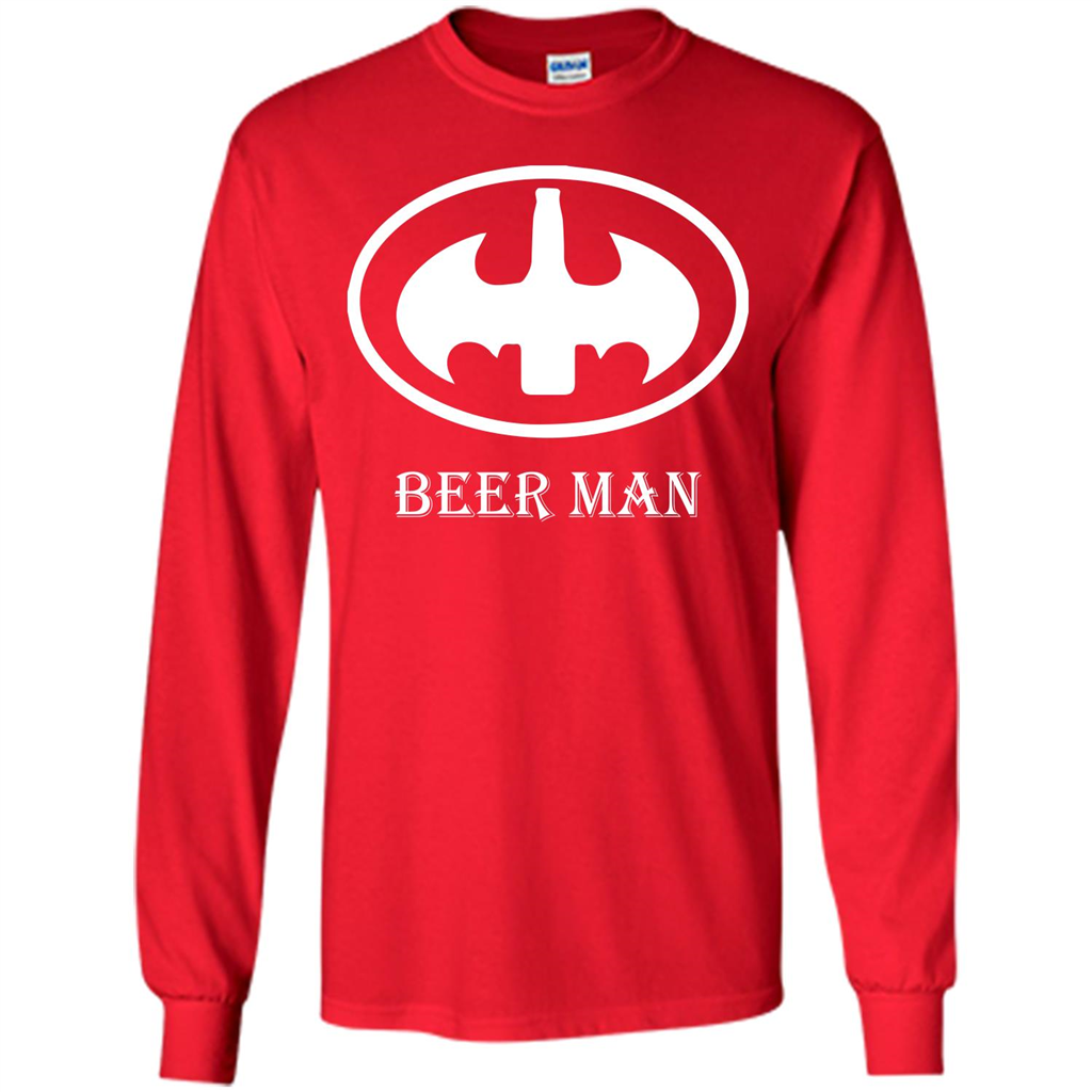 Beer Man T-shirt Funny Logo T-shirt Red