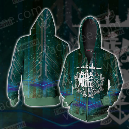 Kantai Collection symbol Unisex Zip Up Hoodie Jacket 4XL