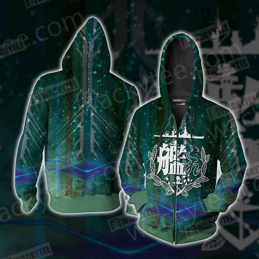 Kantai Collection symbol Unisex Zip Up Hoodie Jacket 4XL