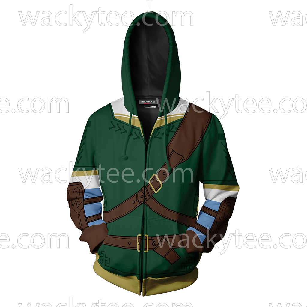 The Legend of Zelda Link Green And Dark Cosplay Zip Up Hoodie Jacket