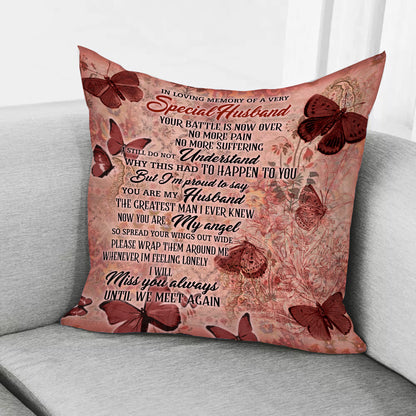In Loving Memory Of A Very Special Husband Pillow Dark Red